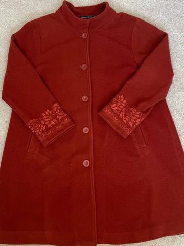 Rose Embroidered Wool Coat