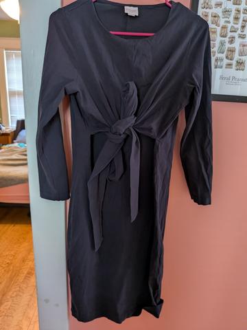 navy tie wrap front nursing/maternity dress