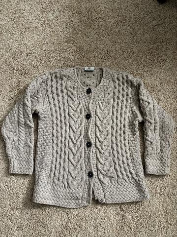 Cable knit merino wool cardigan
