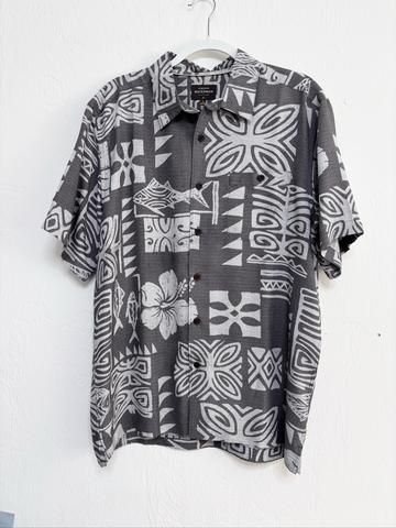 Quicksilver Modal Blend Gray Hawaiian Shirt