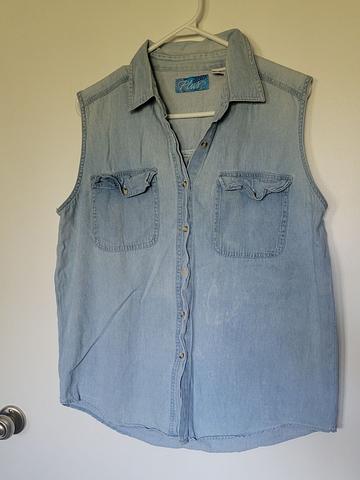 Sleeveless Denim Button Up