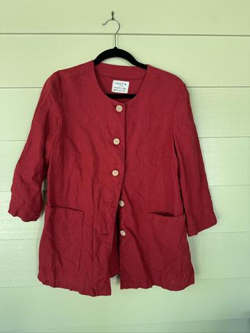 red linen jacket