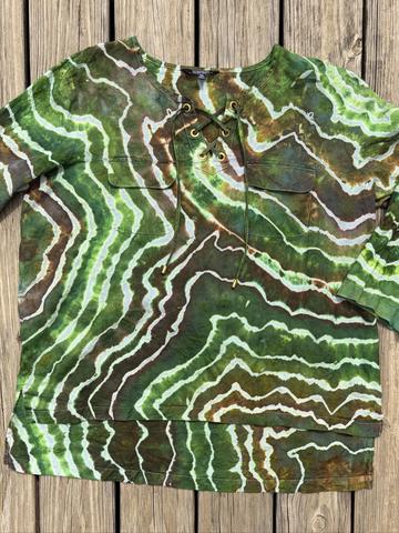 Ice Dyed Linen Peasant Top
