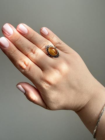 Filigree sterling ring with yellow stone