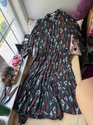 Black floral cotton dress