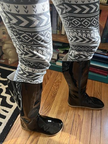 Aintap patent leather zip barefoot boots