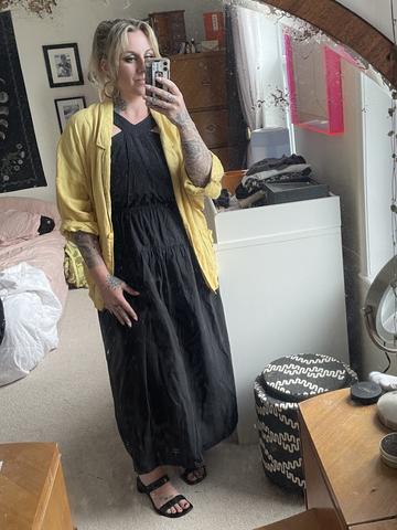 Yellow Linen Dolman Sleeve Blazer