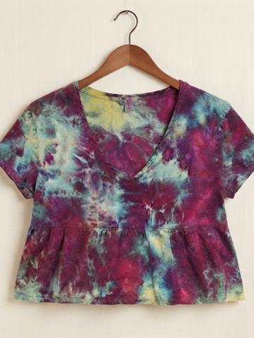 Ice Dyed LA Hearts Linen Blend Crop Top