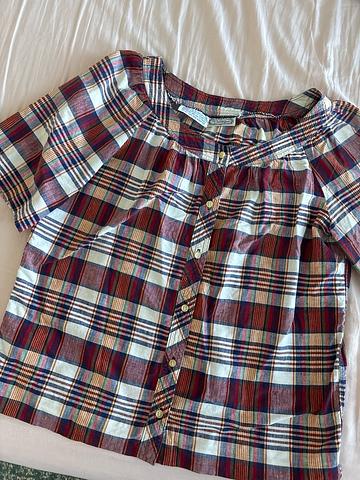 60s Plaid Button Up Babydoll Top