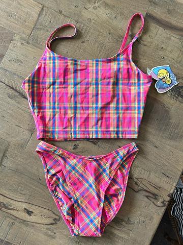 Deadstock Neon Plaid Tankini