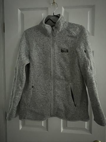 LL Bean Gray Sweater Mock NeckZip Up