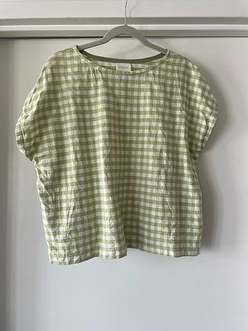 Conscious Clothing green gingham Painter Top