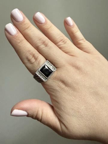 Chunky sterling geometric gem ring