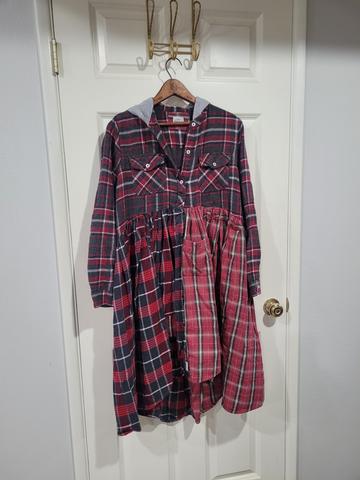 Camp Hollyhock upcycled flannel dress S M L