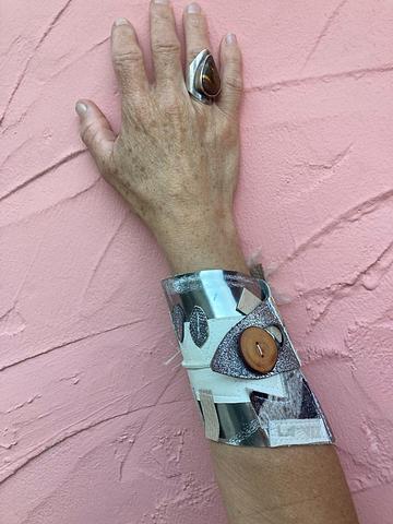 Metallic Snow Witch Leather cuff