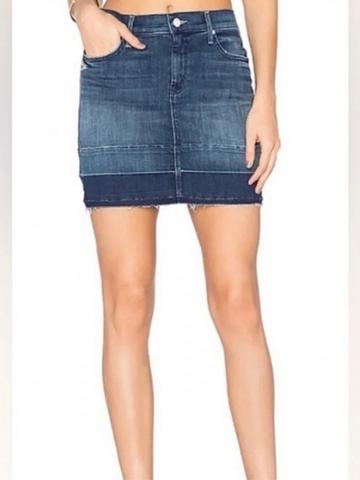 Undone Hem Denim Mini Skirt