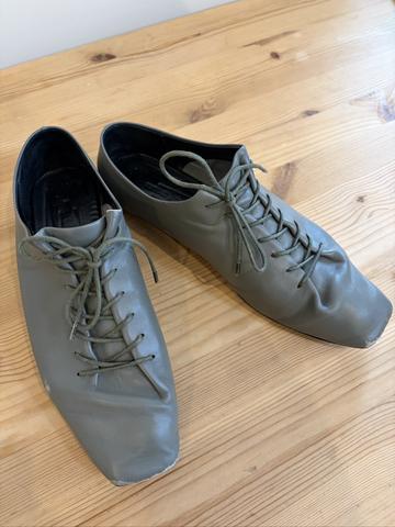 Gray Isla Nappa Leather Derbys