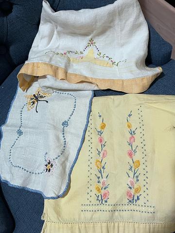 Set of 3 vintage hand embroidered handkerchiefs