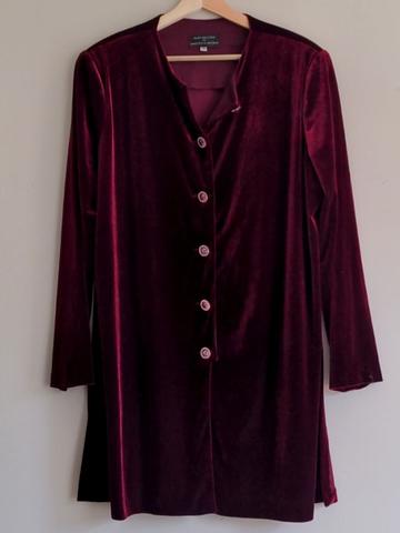 1980s Huey Waltzer Velvet Button-Up Tunic