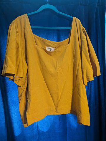 Square neck raw silk top