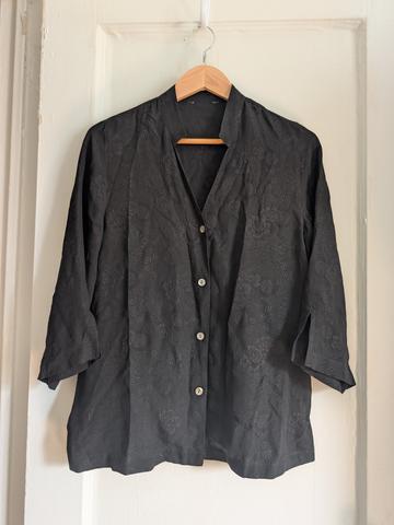 Black Silk Subtle Pattern Shirt