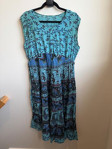 Elephant, camel, floral motif sleeveless dress