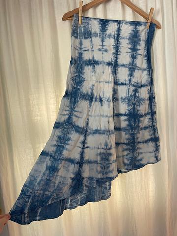 Asymmetrical Skirt dyed with Indigo