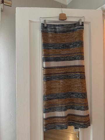 Acadia Magnet Grey Striped Rib Knit Organic Cotton Skirt