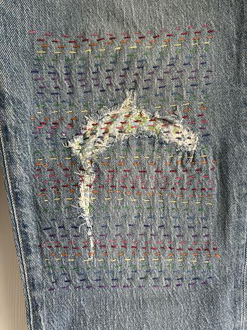Madewell Perfect Vintage Jeans Rainbow Visibly Mended