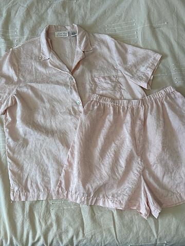Silk pj set shorts and blouse