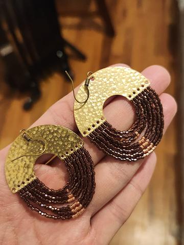 Beaded brass earrings