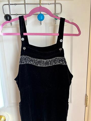 Black velvet overalls