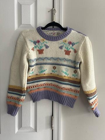 purple floral knit sweater