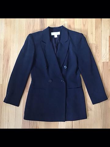 Vintage 90s Navy Blue Jones New York Silk Blazer (moms closet clean-out)