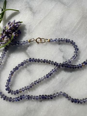 Hand-knotted iolite necklace