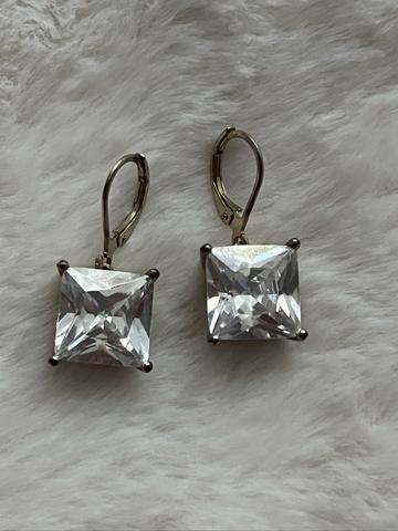 Betsey Johnson Chunky Square CZ dangling earrings