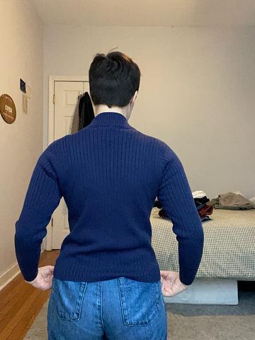 Navy Ribbed Mockneck