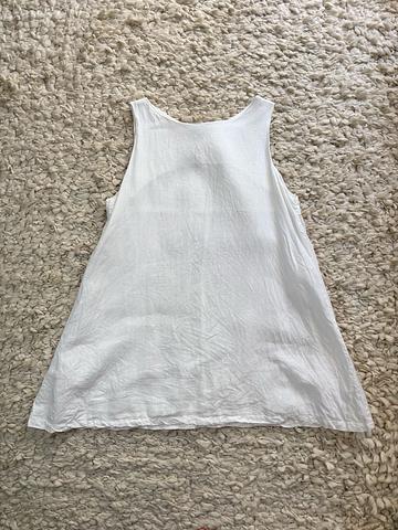 Cut loose white linen tunic tank S