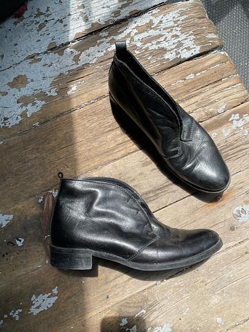 Black leather shoes