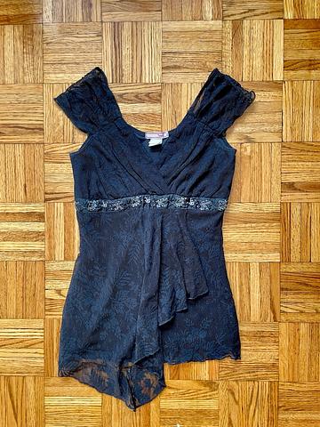 '00s mesh-lace top with beading