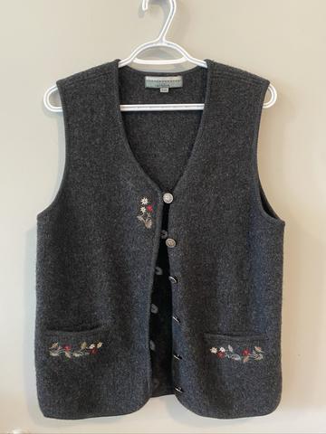 Embroidered wool vest
