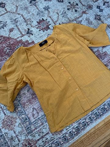 Mustard Button-Up Blouse XS