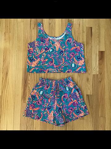 Vintage 80s/90s Eyecatcher Sportswear USA Made Shorts & Tank Set (like Ilana Kohn set 👀)