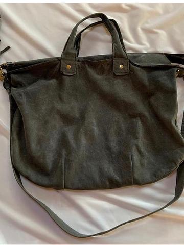 Clare V Suede “messenger bag”, charcoal