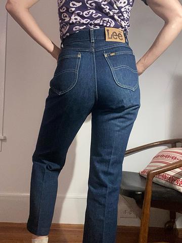 Made in USA dark wash mom high rise jeans