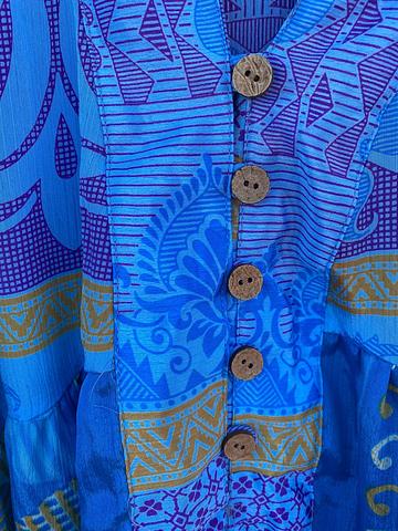KanthaBae Blue Silk Tiered Dress
