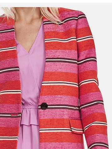 Stripe collarless coat