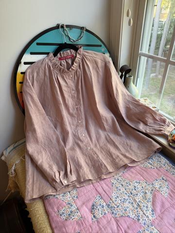 Linen Smock Blouse No.23 in Sepia Rose