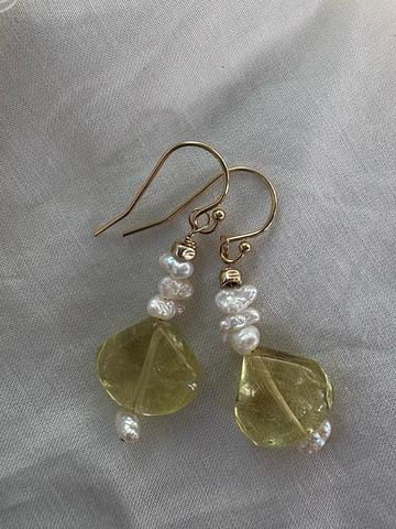 Citrine and pearl earrings