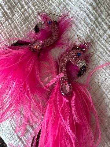 Flamingo feather earrings